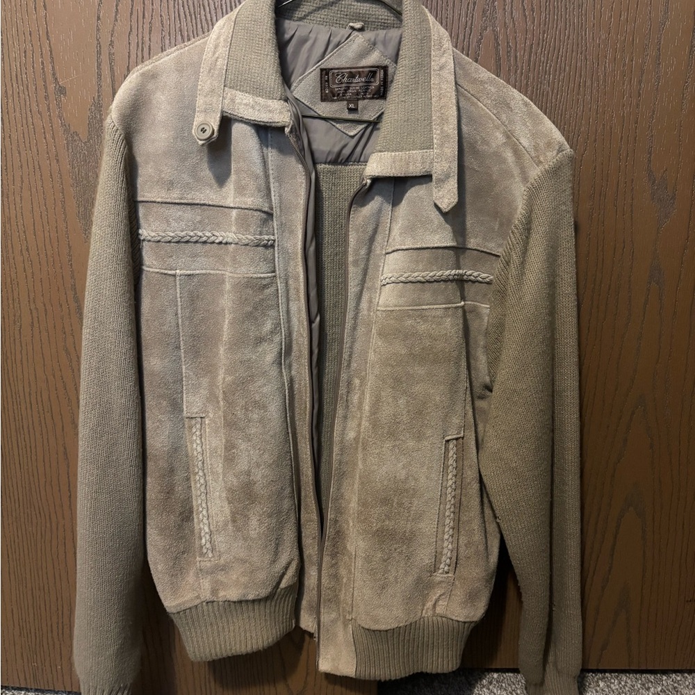 Men's Classic Tan Suede and Knit Jacket Vintage
